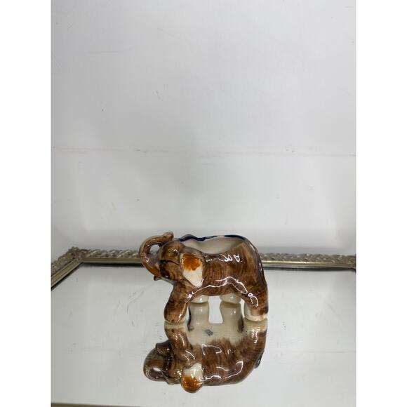 Vtg Mid-century Ceramic Elephant Figurine, Elephant Toothpick Holder or Q-tip - Picture 2 of 9